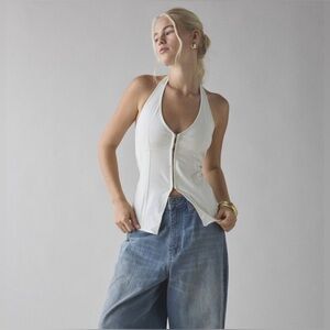 NWT - Urban outfitters - Sari‎ Seamed Linen-Blend Halter Vest Top